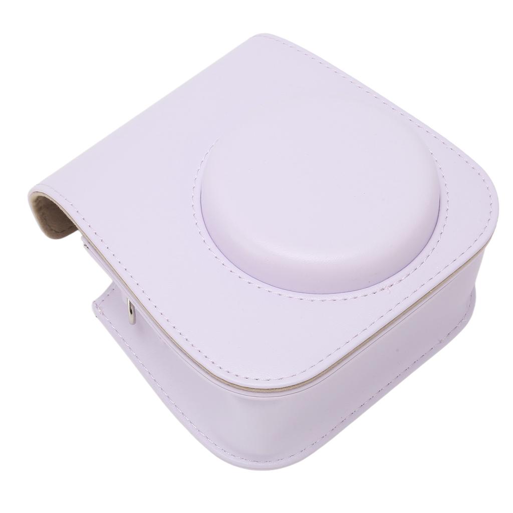 Protective Camera Case PU Leather Pure Color Camera Carrying Bag with Adjustable Strap for Camping Travel Purple