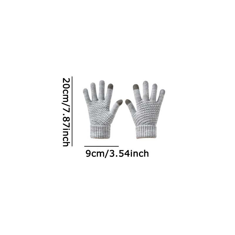 WTEMPO 1Pair Autumn Winter Cold-proof Windproof Full Finger Gloves Couple Warm Plush Gloves Outdoor Cycling Touch Screen Soft Gloves