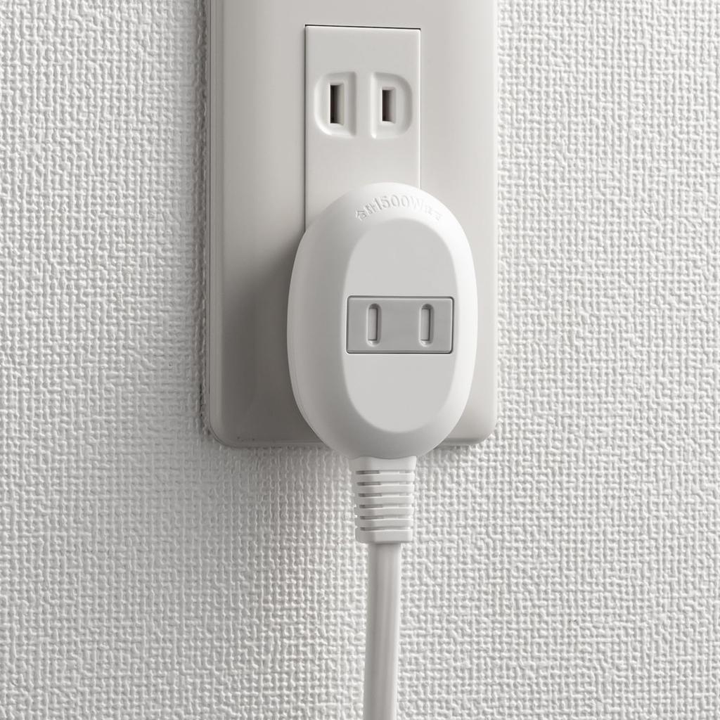 Sanwa Supply Plus 1-Outlet Extension Cord (2-Pin, 1 Outlet, 5m, White) TAP-B8-5K