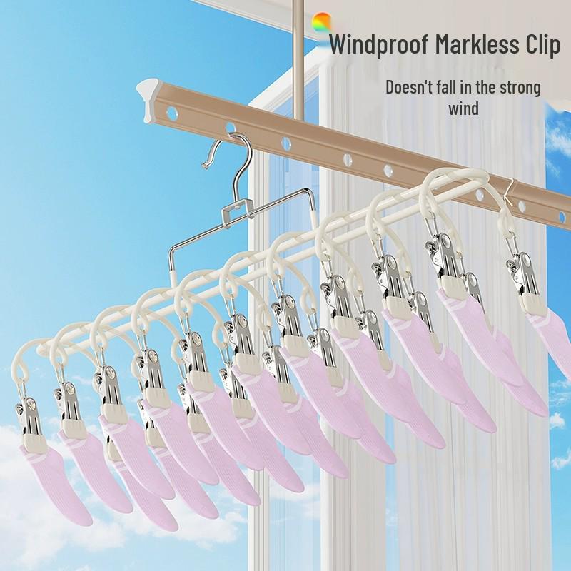 Windproof Stainless Steel Multi-Clip Sock & Underwear Drying Rack