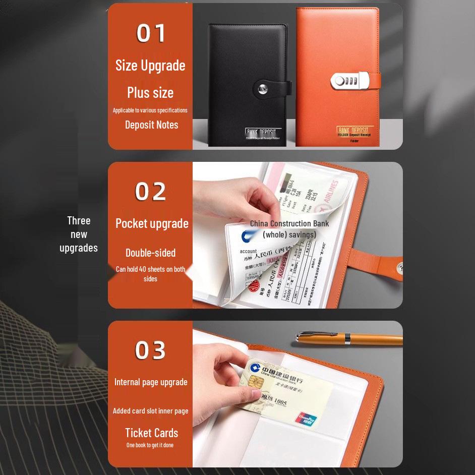 Password-Protected Deposit Book Holder with Combination Lock