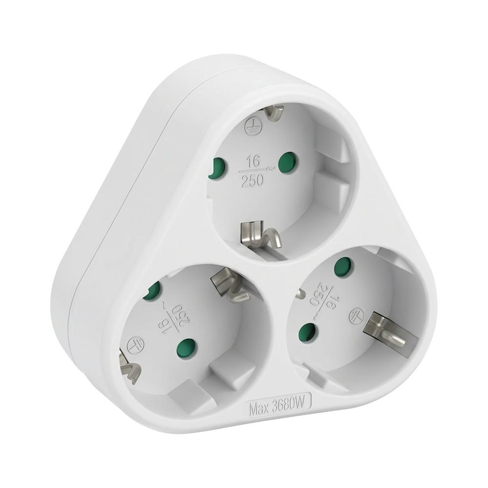 EU Typ F 3-Wege Schnurloser Steckdosenverteiler – 16A Mehrfachsteckeradapter, 3680W Max