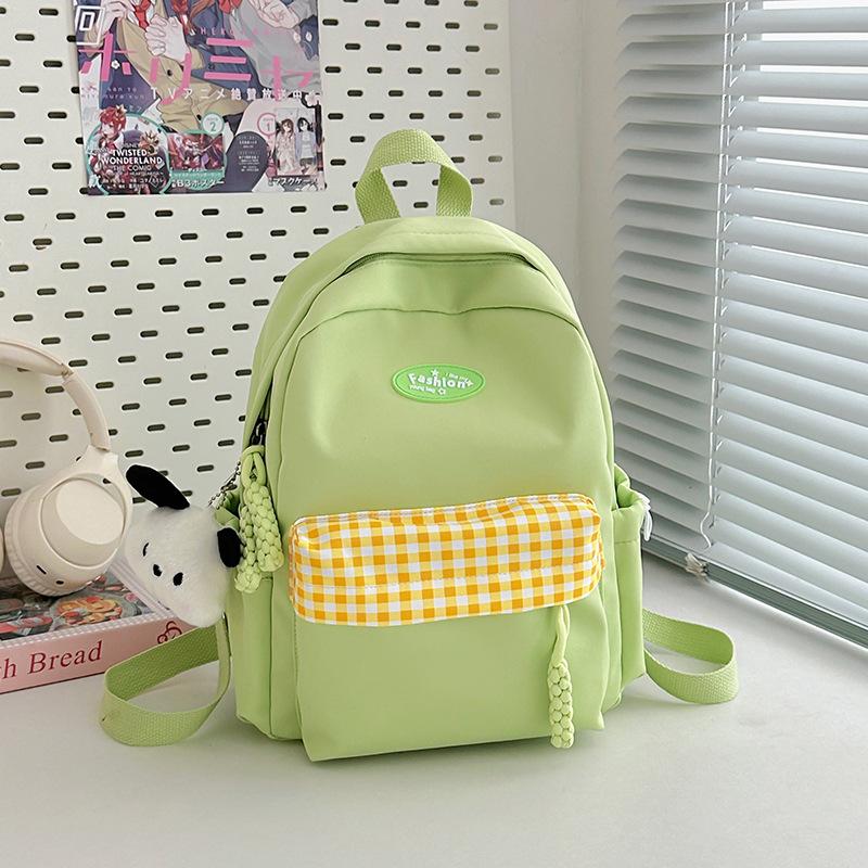 Fresh and Sweet Candy-colored Plaid Backpack for Junior High School Students, Casual and Light Shopping Backpack.