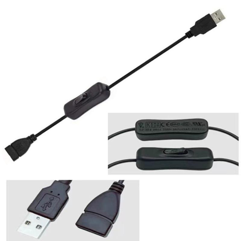 Convenient USB Male To Female Extension Cord Cable With Button Switches Support Power Supply For LED Strips And USB Fan