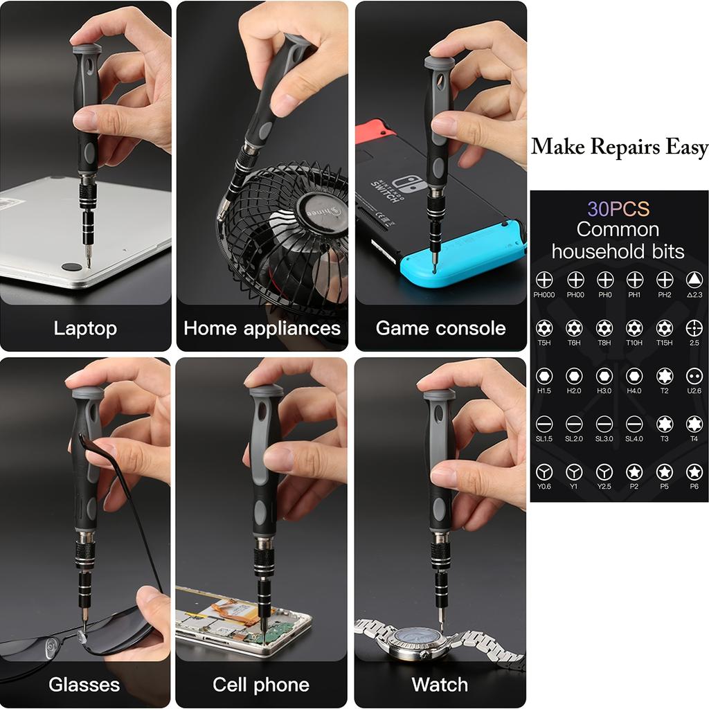 Magnetic Screwdriver Set with Case - 30 Bits Precision Repair Tool Kit,Screwdriver Tool for Watch, Phones, Laptop for Men & DIY Enthusiasts
