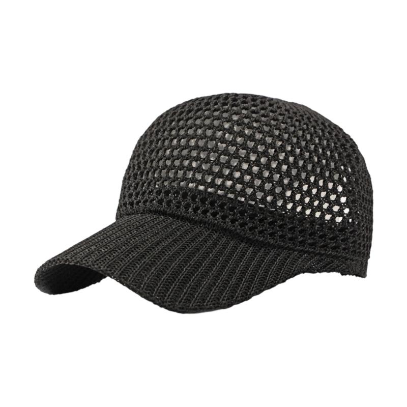 

Breathable Mesh Panels Baseball Cap Crocheted Headwear Unisex Summer Hat чёрный