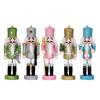 5Pcs Colorful Glitter Nutcrackers Figurine Wooden King and Soldier Festives Decors Hanging Ornaments For Holiday Parties