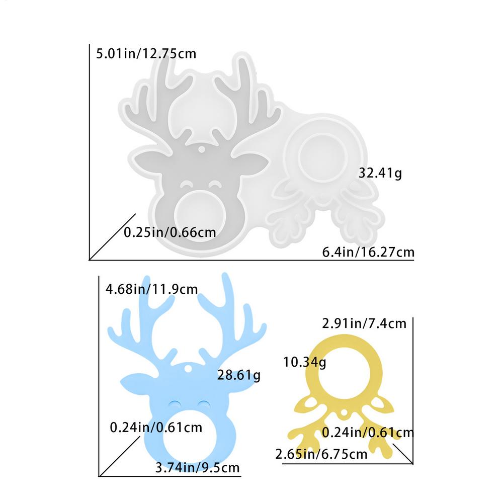 

16.27x12.75x0.25cm Christmas Pendant Mold Beginner-Friendly Reusable Reindeer Shape Pendant Silicone Mold Xmas Decoration