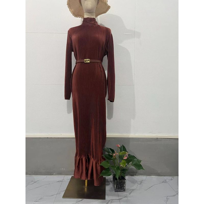 

Модный Ветер Новое Поступление Модное Плиссированное Платье с Воланами Платье с Плиссировкой по Краю Волана Picture color [belt]] 2XL