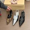 Mode Neue Sommer Damen Kleiderschuhe Lackleder Slipper Spitz Zehen Sandalen Schnalle Slingbacks Mittelhohe Absätze Pumps Sandalias Mujer