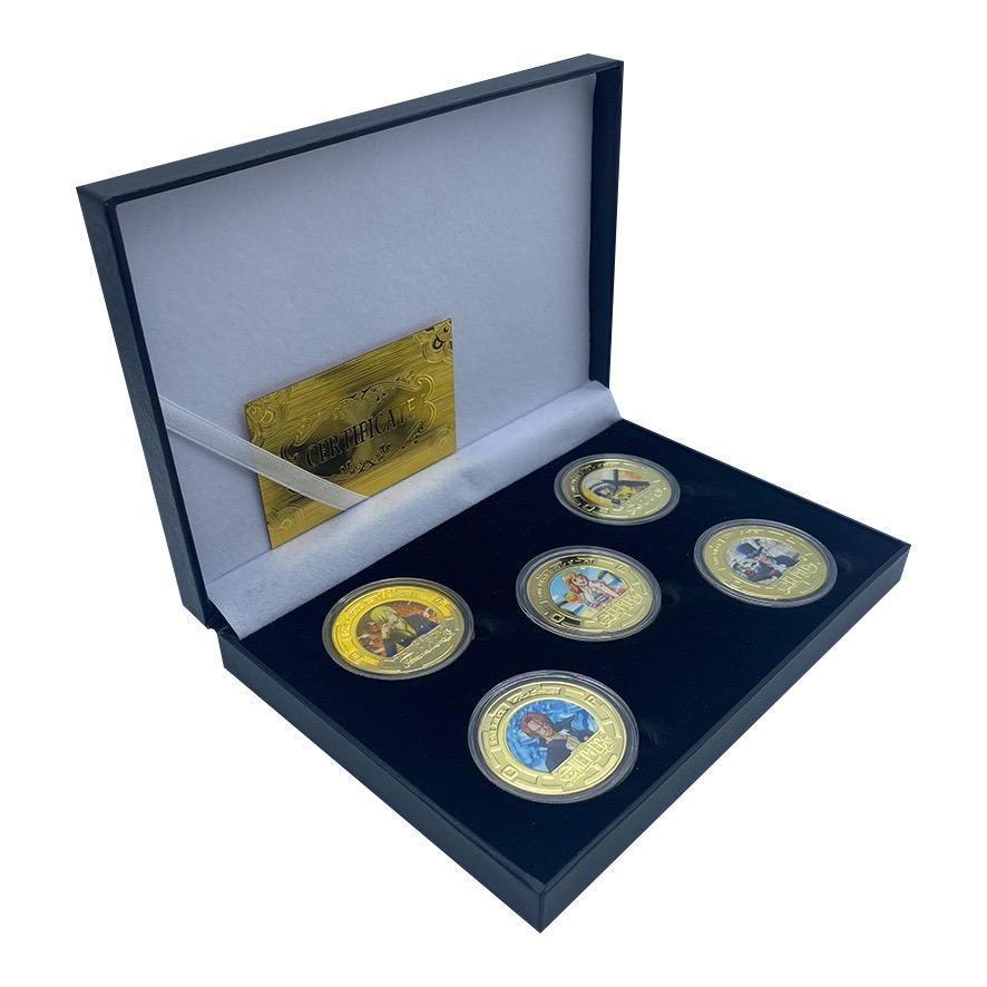 Anime Collectible Coins Set Luffy Chopper Commemorative Gold Colored Metal Coins Merchandise Children's Gift Toy Fans