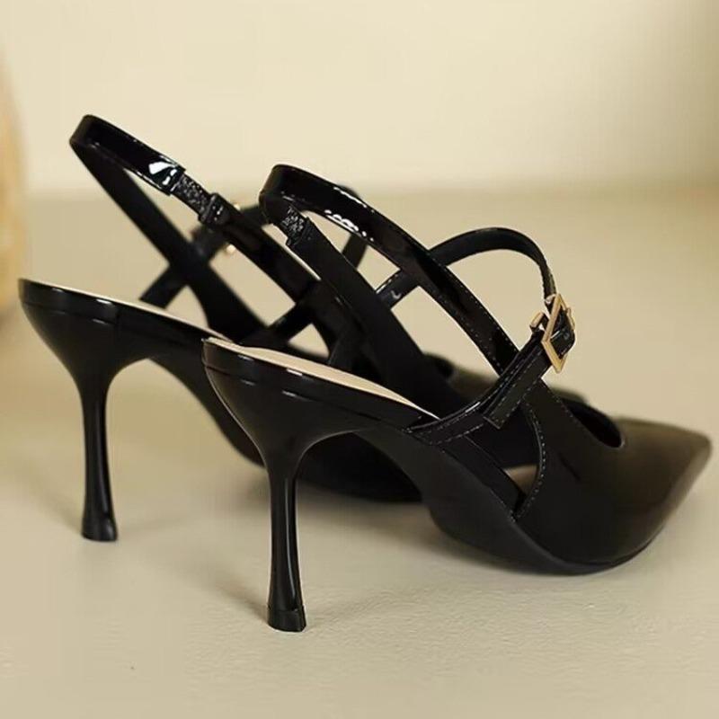 Mode Spitzschuh Flacher Ausschnitt Rutschfest Hohe Absätze Damen Neu Stiletto Riemchen Vielseitig Hinten Leer Umwickte Zehensandalen