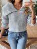European and American Women's Large Lapel Knitted Pullover Sweater - Autumn/Winter M695