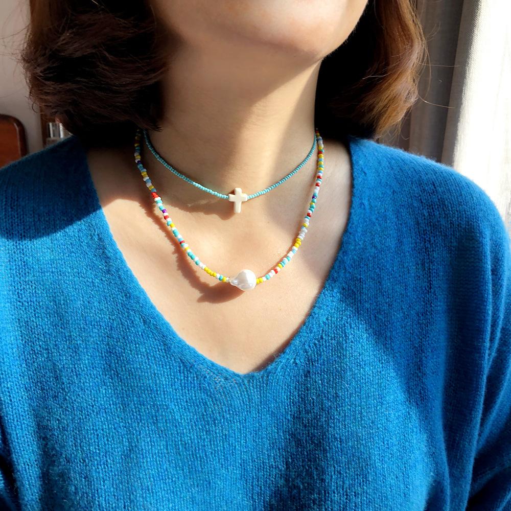 Andelaisi Collana Girocollo Con Perle Bohémien – Fatta A Mano, Con Ciondolo E Catena Retrò Regolabile, Gioiello Donna E Ragazza