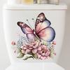 New Painted Pink Beautiful Flower Butterfly Sticker Bathroom Toilet Waterproof Toilet Lid Toilet Sticker