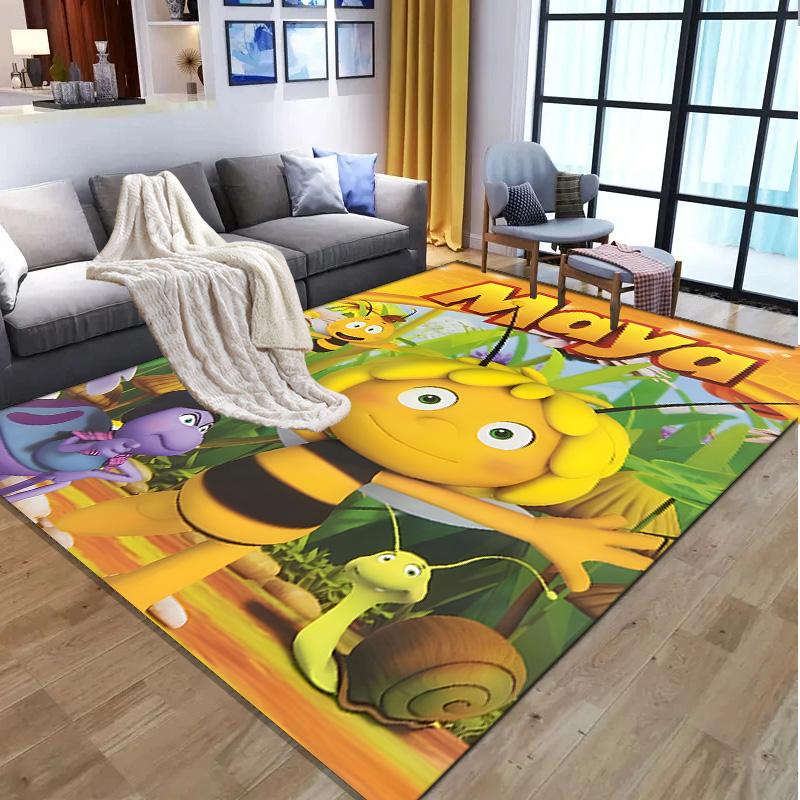 Maya the Bee Pattern Rug, Indoor/Outdoor Mat, for Picnic, Gameroom, Bedroom, Office, Living Room, Home Decor Carpet, Birthday Gift