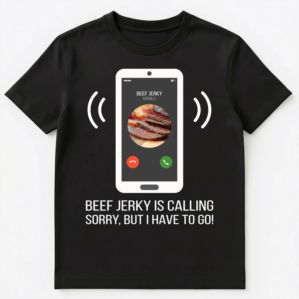 Lustiges Unisex-T-Shirt mit dem Aufdruck „Beef Jerky Is Calling“