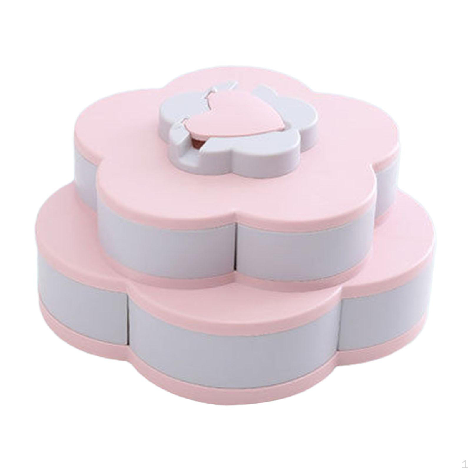 

2-слойный контейнер для подачи конфет и орехов, вращающийся поднос для закусок в форме лепестка, 10 разных сортов, смешанные розовый