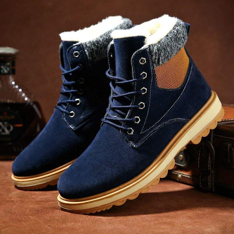 Snow Boots Men's Autumn High-top Thermal Cotton Shoes Youth Versatile Thermal Cotton Boots Men's Short Boots