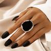 New Fashion Vintage Earrings Enamel Rings Punk Classic Black Oil Drip Imitation Black Stones Enamel Ring Luxury Jewelry Set