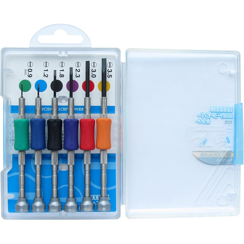 VESSEL Precision Screwdriver Set 6 Sizes Flat Head TD-55