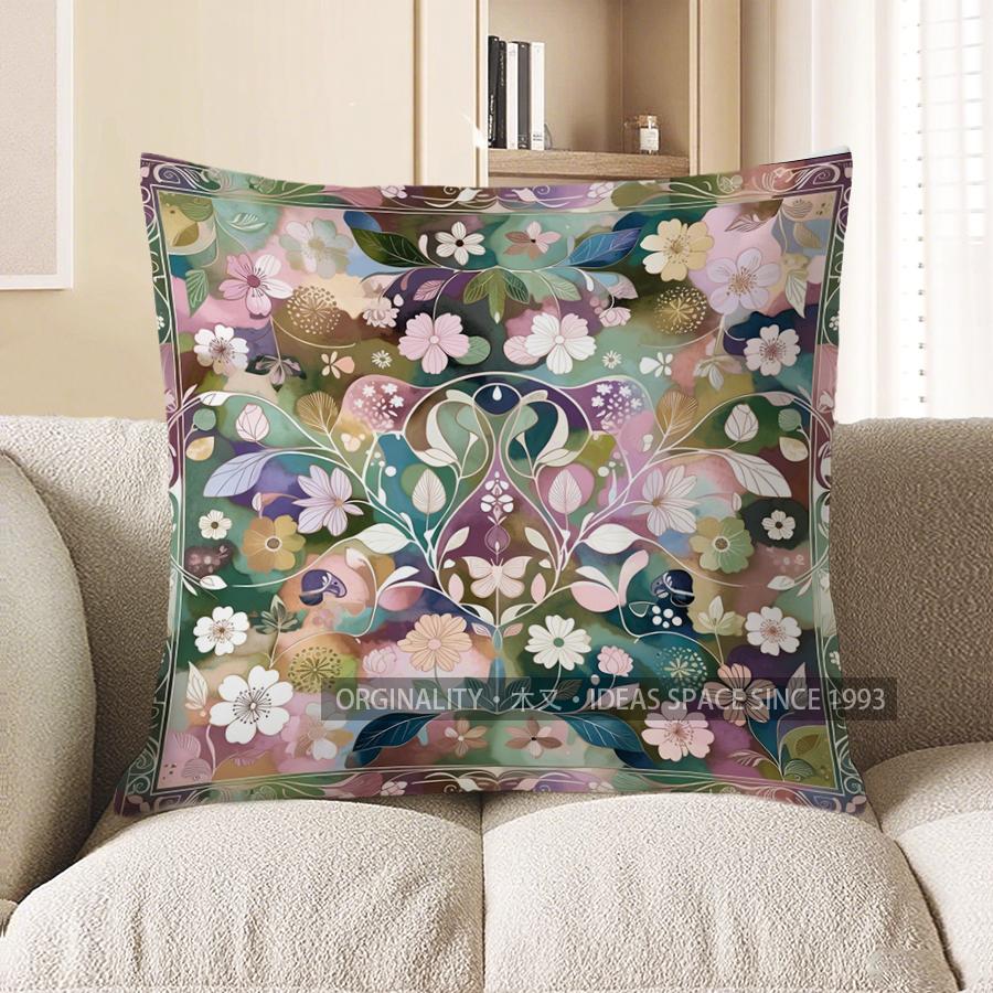 2D Floral And Oriental Patterned Throw Pillow Covers Pattern Cushion Cover Suitable For Sofa Bedroom Car Pillow Cover