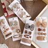 4pcs/set Beige Coffee Color Elegant Hair Clip for Young Kids Sweet Retro Floral Bow Children Barrettes Cute Hair Accessories