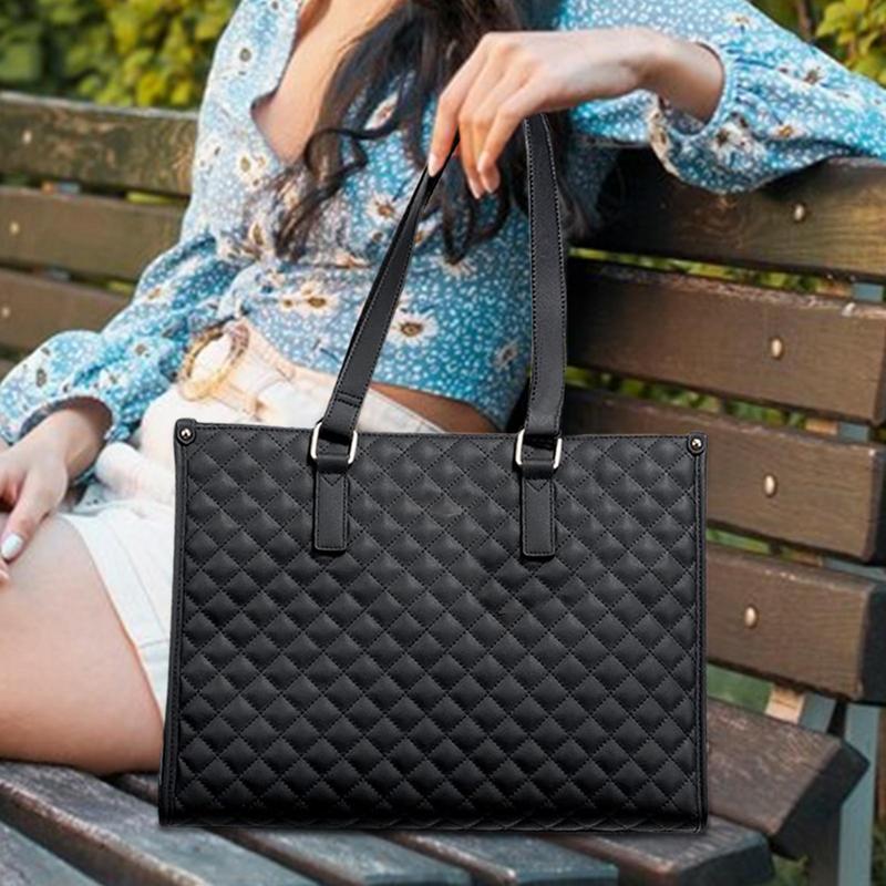 Lunch Tote Bag for Women 15.6 Inch Insulated Quilted Computer Tote Large Capacity Work Purse with Wallet Women Work Bag Laptop