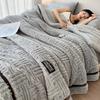 Solid Color Half Sides Fleece Autumn Winter Blanket For Bed Soft Fluffy Warm Sofa Cover Blanket Glade Comfortable Warmth Blanket