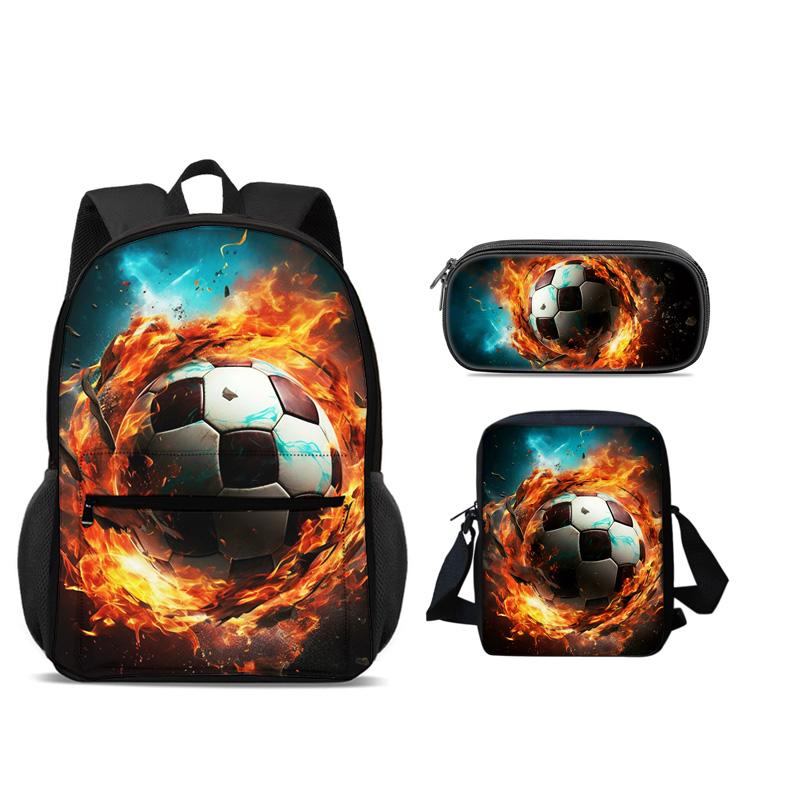 Soccer backpack, pencil case, shoulder bag 3Pcs Set, sports style, football, best partner for male and female students in school