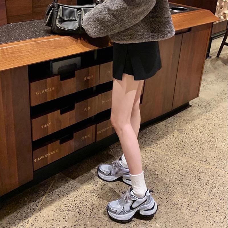 Grape mother same summer fashionable lace-up casual sports shoes breathable mesh thick sole heightening dad shoes women