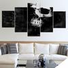 The black skull 5 Panel/piece HD Print modern art painting wall posters Canvas For home living room decoration