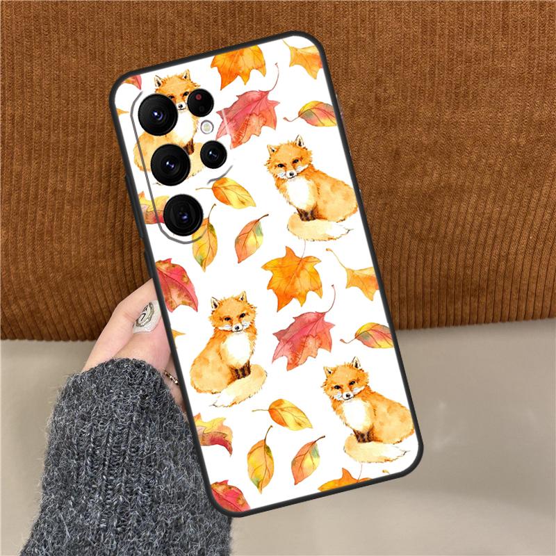 Autumn Leaves Fall Fox Phone Case For Samsung Galaxy S25 Ultra S9 S10 Plus S20 FE S21 S22 S23 S24 Ultra Back Cover