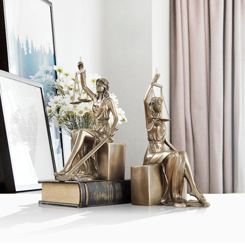 2pcs/set Creative Home Decor Artwork Antique Greek Justice Goddess Statue Fair Angels Resin Bookends Study Room Decoration