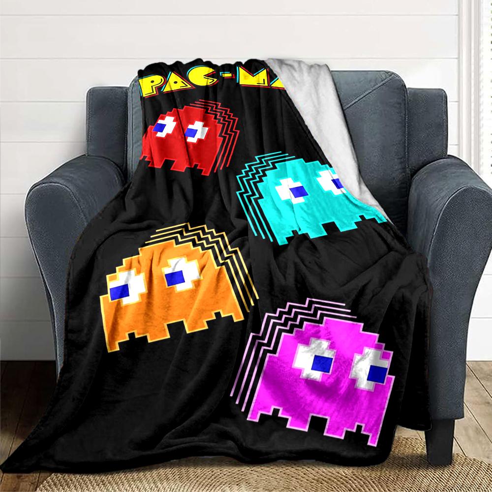 1Pc Pacman Adventure Blanket For Couch Bed Plush Cozy Fuzzy Blanket Super Soft Warm Blankets For Fall And Winter 091890