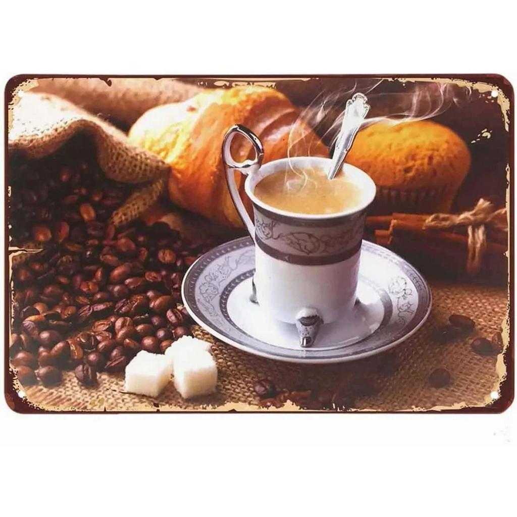 Vintage Coffee Metal Tin Sign Plaque Metal Plate Retro Wall Art Posters For Cafe Bar Pub Kitchen Club Iron Painting Decoratio