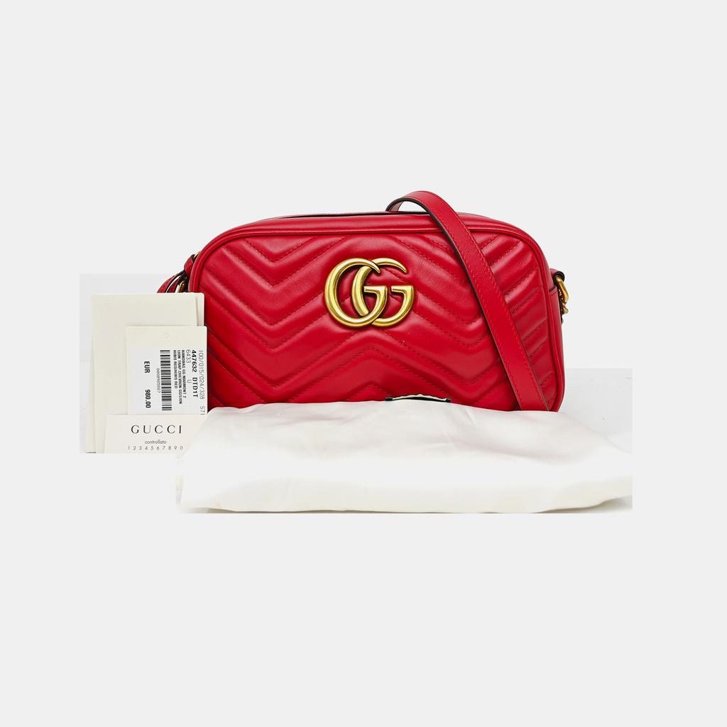 [Pre-Owned] Gucci GG Marmont Small Matelassé Shoulder Bag 'Hibiscus Red' - Excellent #CHQ3GO