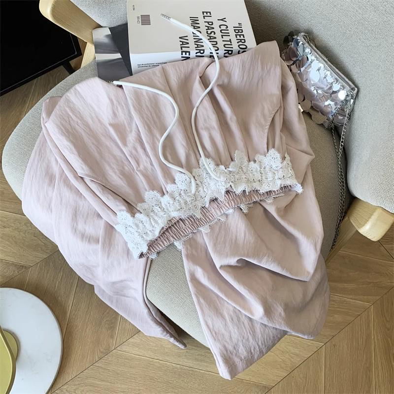 2025 Spring French High-Waist Lace Wide-Leg Casual Floor-Length Pants