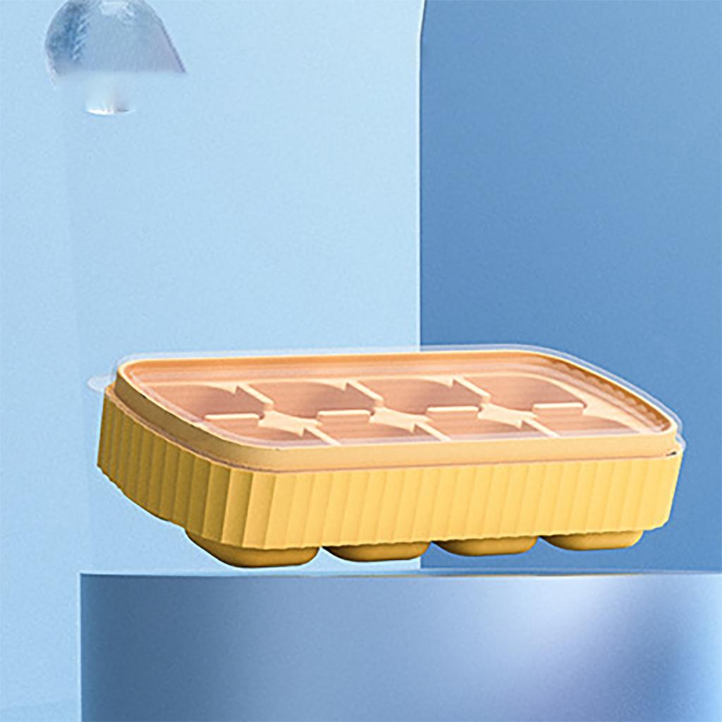 Silicone Ice Cube Tray Easy Release Flexible 8 Ice Cube Trays SquareIce Trays with Removable Lid for Freezer Cocktail