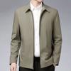 Men Jacket Lapel Solid Color Mid-aged Elderly Men Long Sleeve Zipper Closure Straight Formal Business Casual Soft Spring Fall Daily Coat