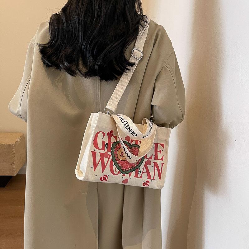 Mode Buchstaben Canvas kleine Tasche Damen neue lässige Umhängetasche Handy-Tasche Ausgehen Tragetasche Mode