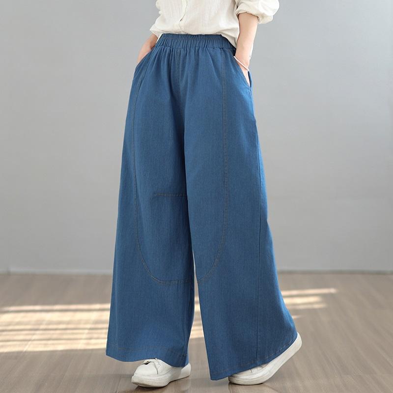 plus size Vintage high waist casual loose Women Spring summer autumn jeans denim wide leg Pants