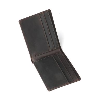 Vintage Crazy Horse Leather Men's Wallet RFID Blocking Ultra-Thin Slim Bifold Minimalist Dollar Bill Classic Leather Card Holder Case