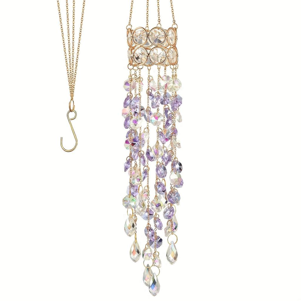 Cross-Border INS Style Sun Catcher: Colorful Crystal and Metal Wind Chime Wall Ornament