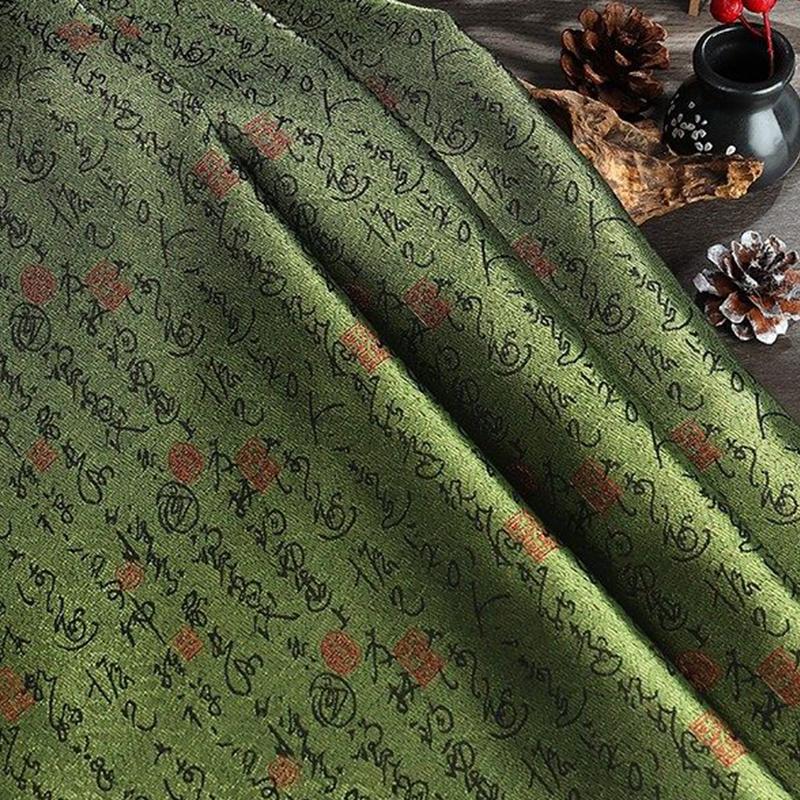 1M Premium Brocade Satin Fabric Chinese Style Calligraphy Design Jacquard Satin Cloth Evening Dress Decorative Background Fabric