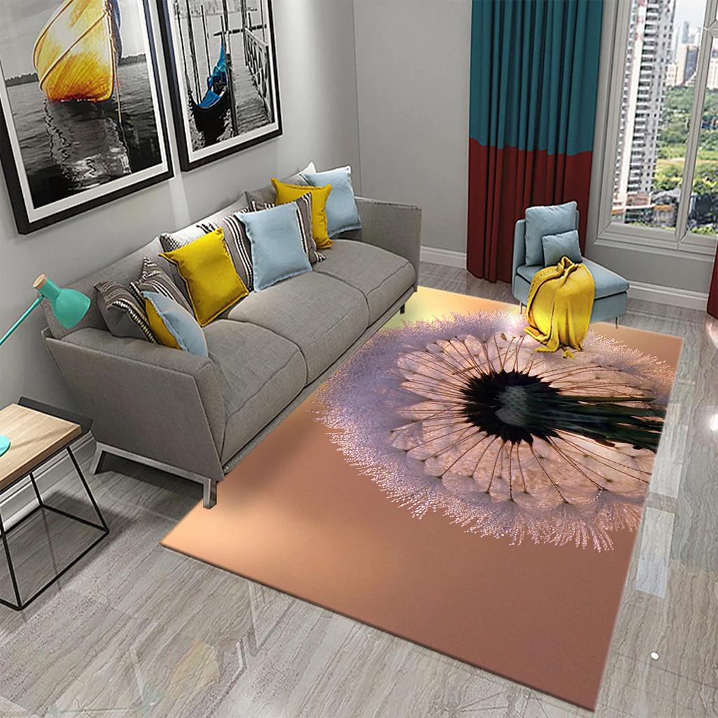 3D Löwenzahn Muster Teppich Fußmatte Rutschfest Badezimmer Schlafzimmer Wohnzimmer Teppich Fußmatte Küche Hauseingang Bodendekor Geschenke