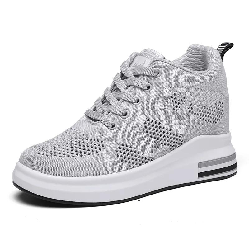 Comemore Women'S Casual Shoes Light Height Increase Sports Jogging Platform High White Sneakers For Women Spring Ladies Running