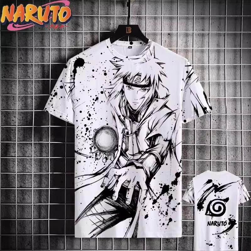 MINISO Naruto Herr T-shirt Japansk Anime 3D-tryck Casual Kortärmad Kläder Mode Tecknad T-shirts Herr T-shirt