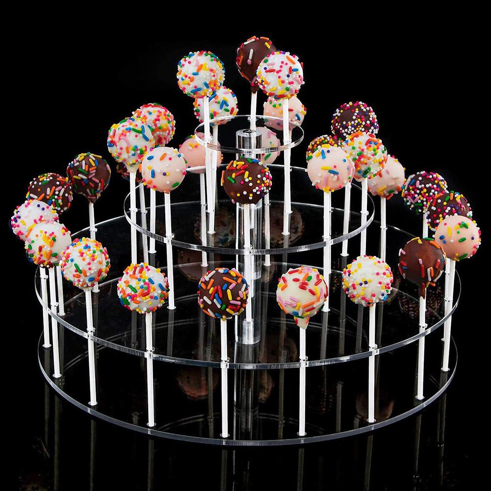 3Tier Clear Acrylic Cake Display Stand with 30 Hole Slots for Lollipops Designed for Event Planners and Home Entertainers