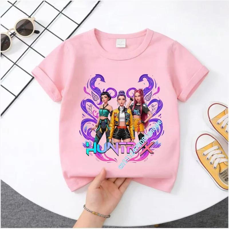 2026 Hot Movie Soft Polyester Baby Girls T Shirt Children's Clothing KPop Demon Hunters Fans Gifts Kids Clothes Fashion Casual Tops